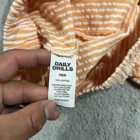 Daily Drills Shorts Womens XS/S Seersucker Resort Orange White Beach - Picture 9 of 12